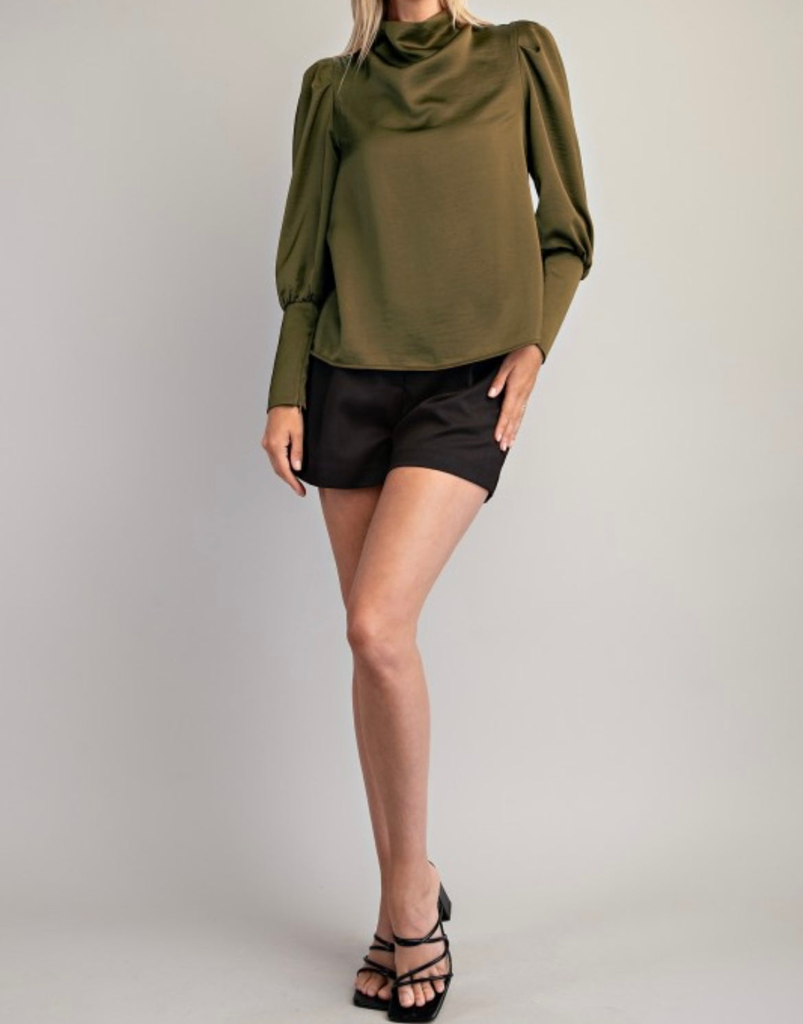 Olive Cowl Neck Blouse