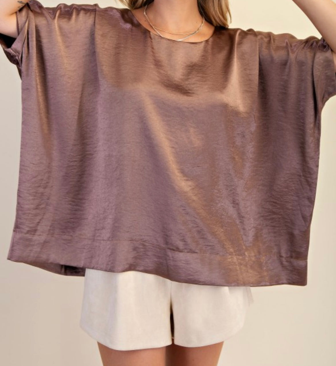 Mocha Round Neck Oversized Top