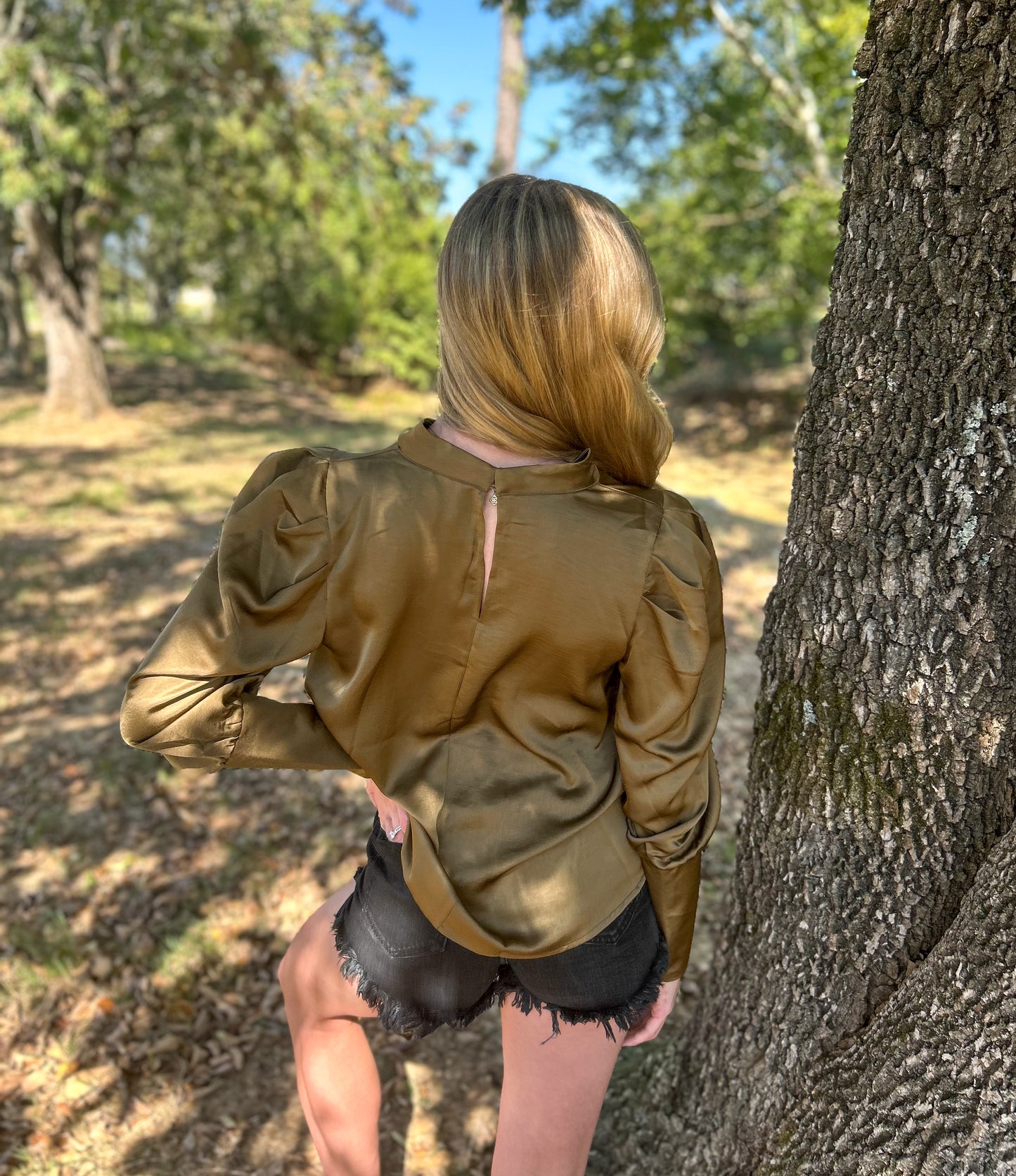 Olive Cowl Neck Blouse