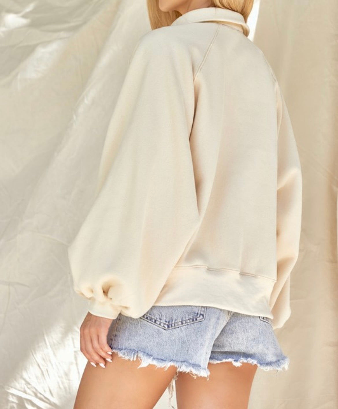 Cream Fleece Pullover Top