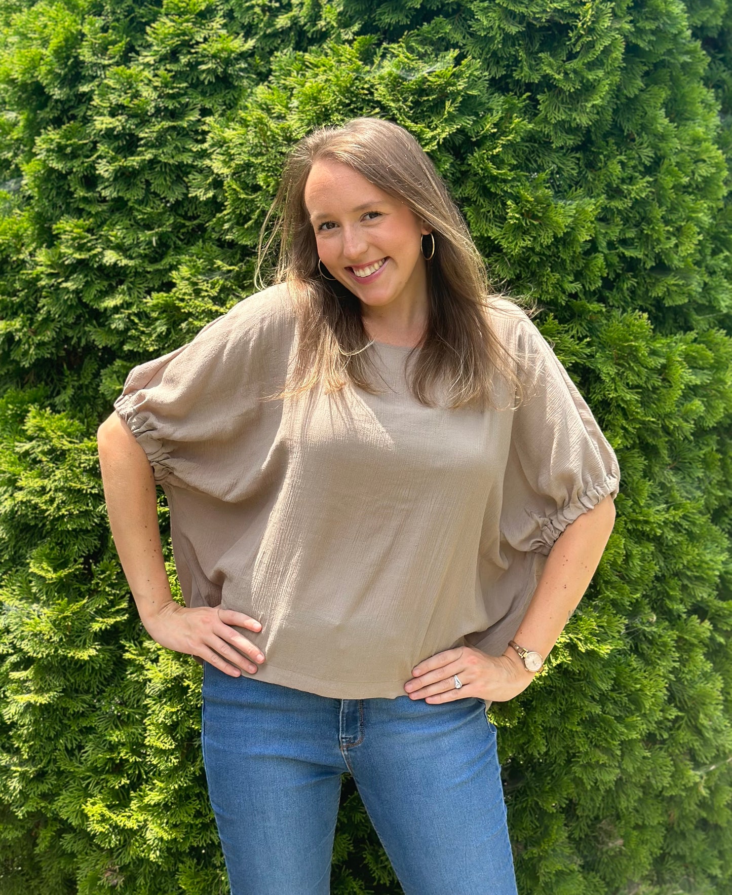 Coco Elastic Sleeve Blouse Top