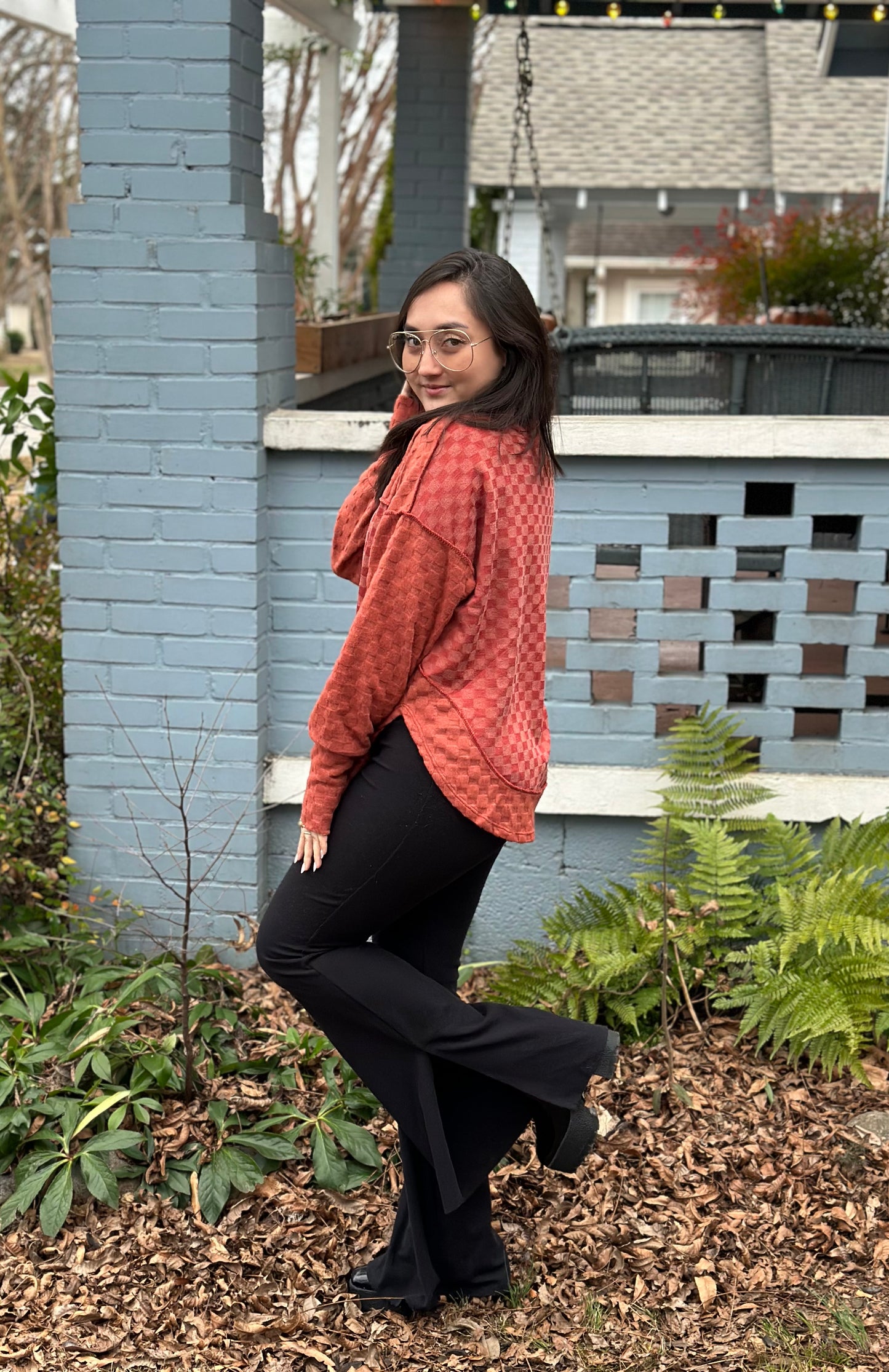 Brushed Checker Stitch Top