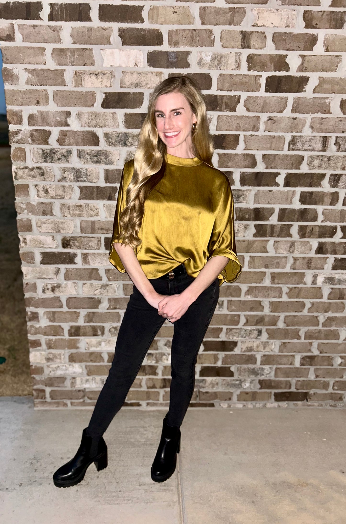 Mustard Mock Neck Oversized Top