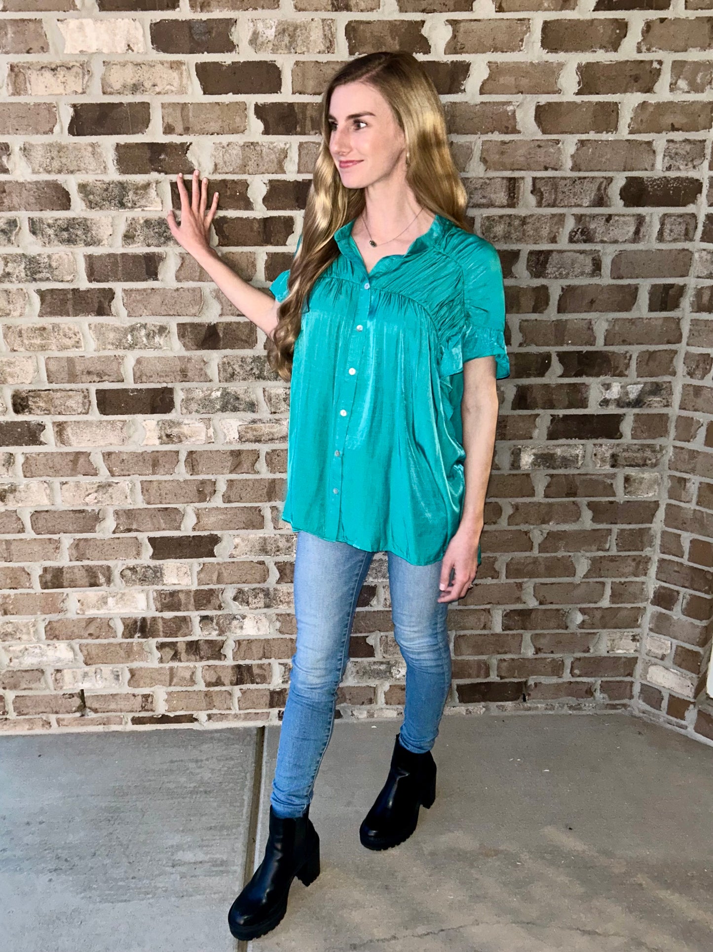 Jade Silky Blouse