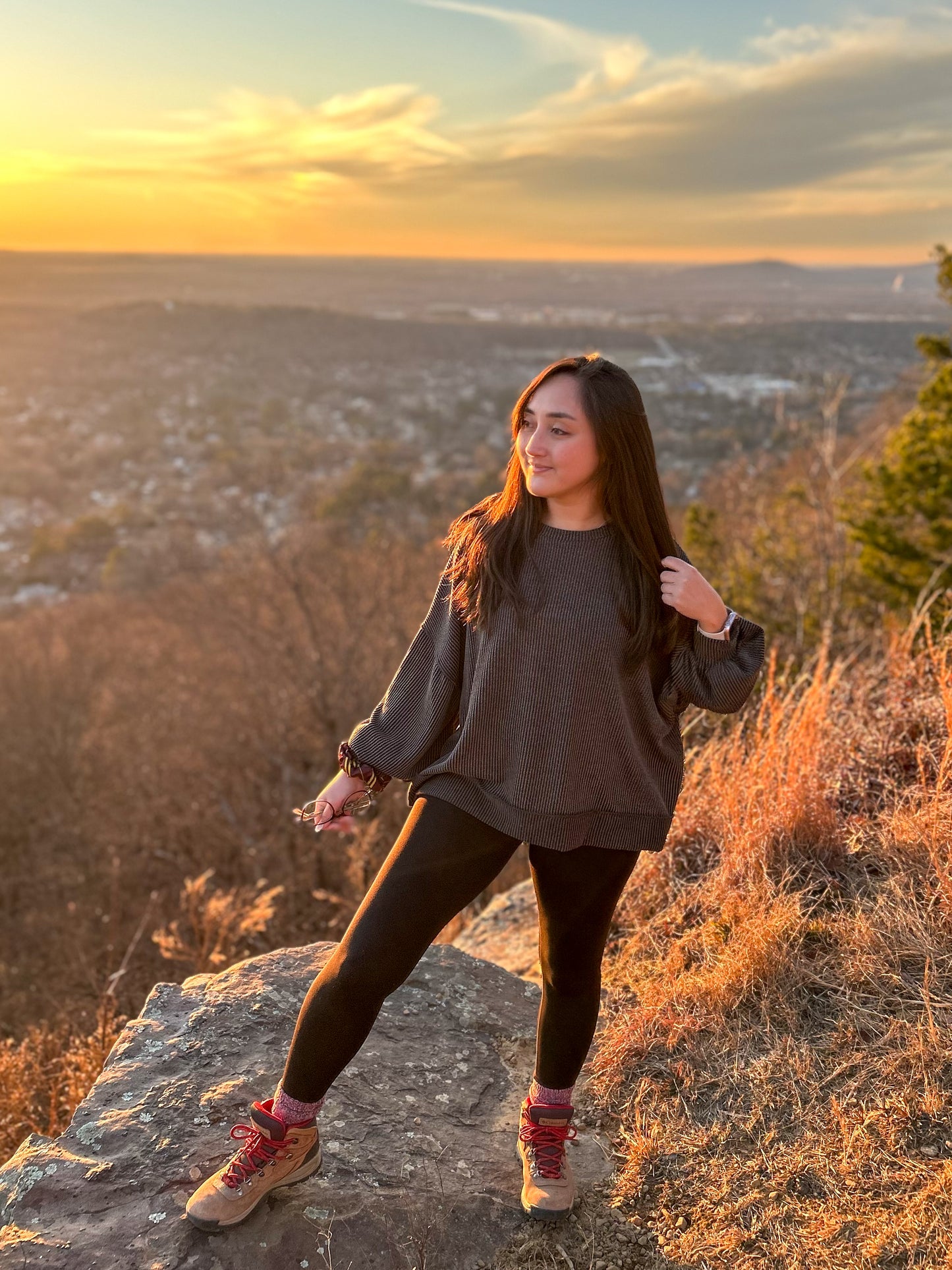 Charcoal Drop Shoulder Long Sleeve Reverse Knit Top