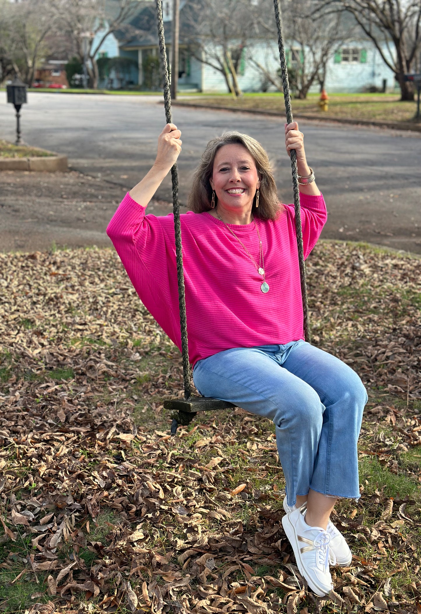 Hot Pink Plus Ribbed Batwing Long Sleeve Boat Neck Sweater