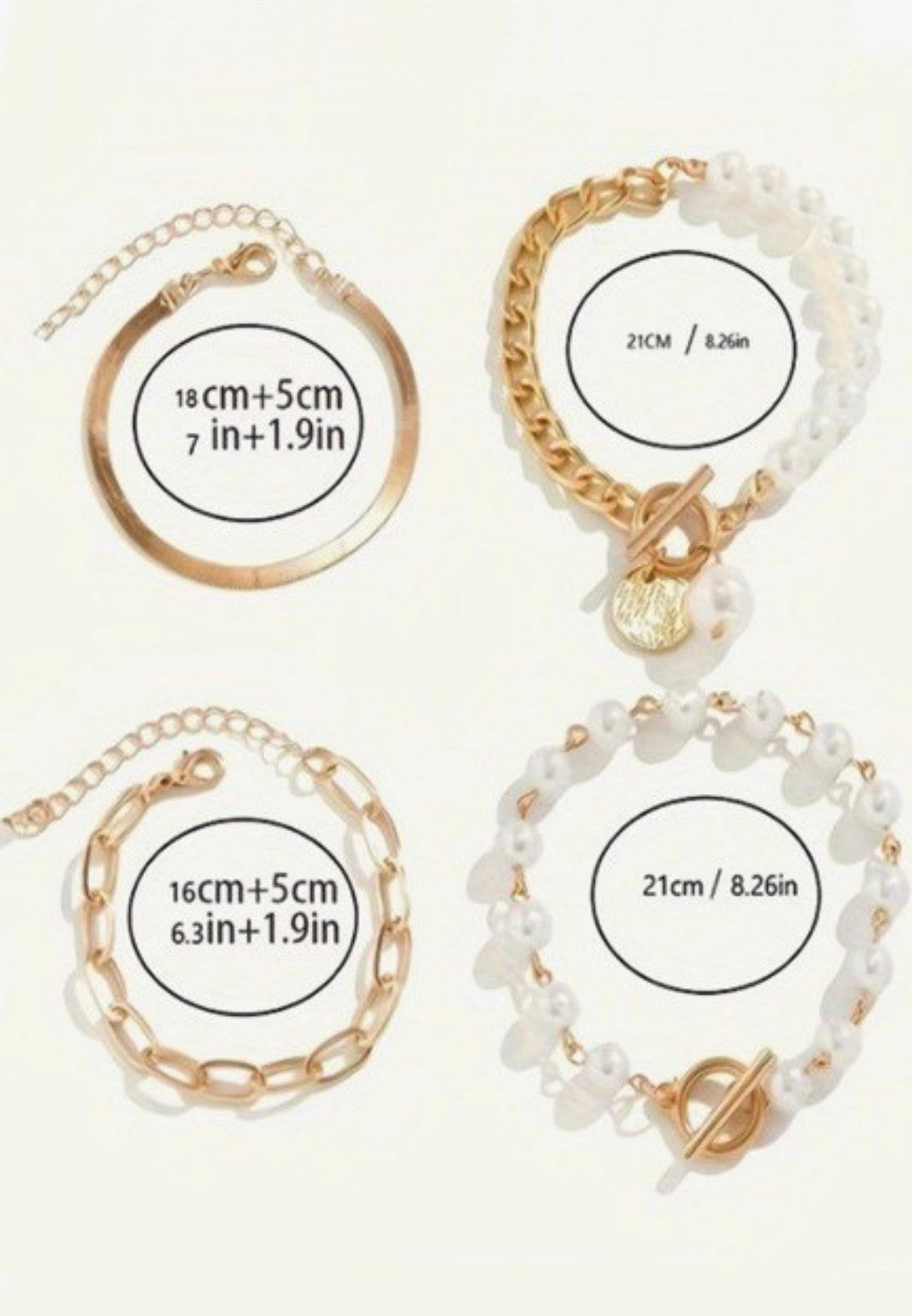 Multilayer Pearl Chain Herringbone Mix Bracelet