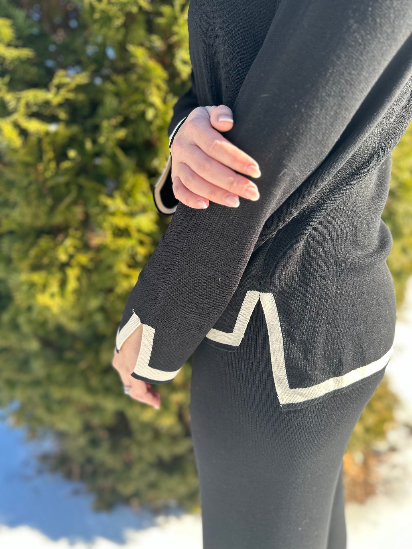 Black Long Sleeve Top & Pants Set