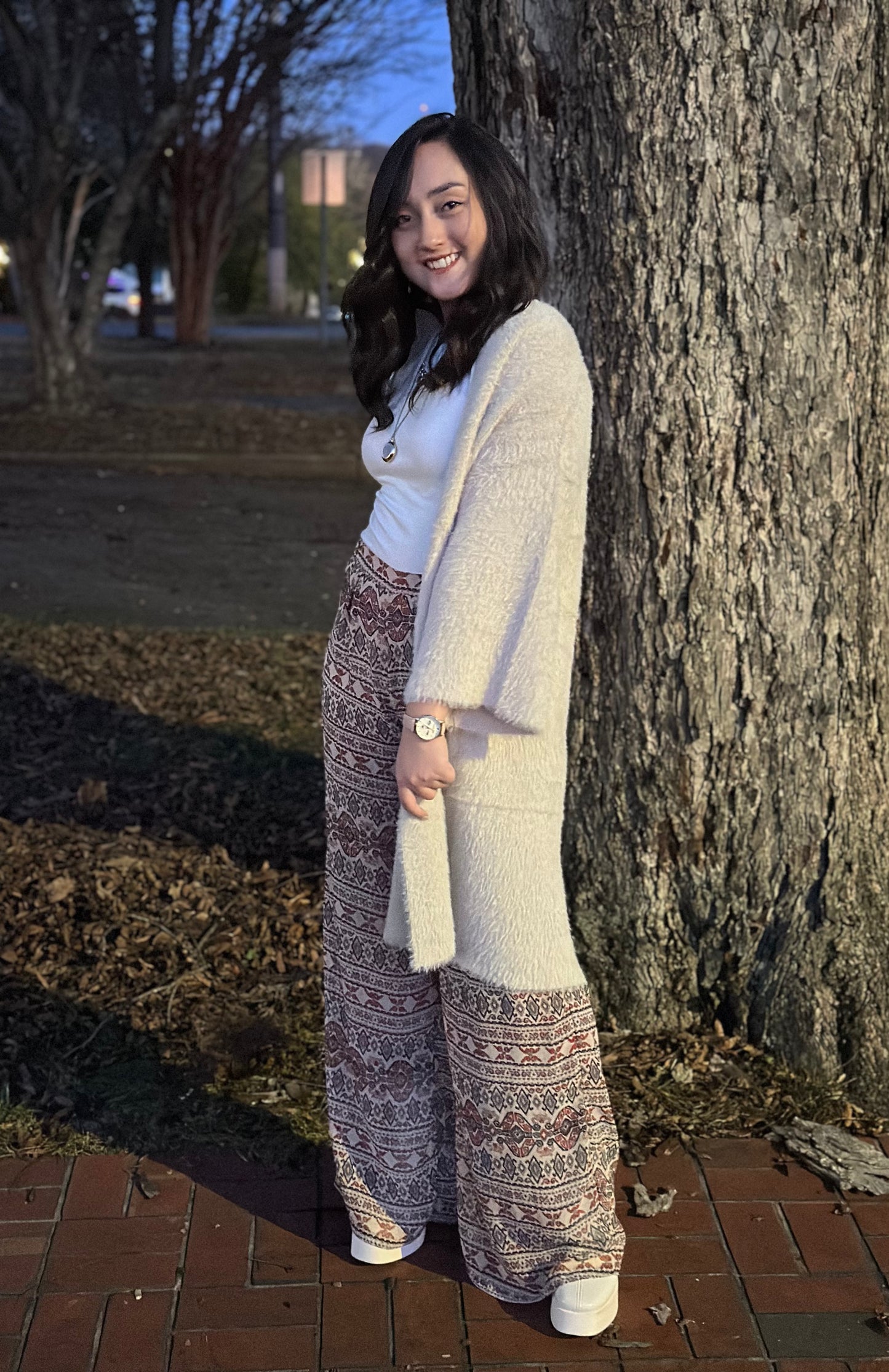 Beige Luxe Winter Faux Mohair Knit Cardigan