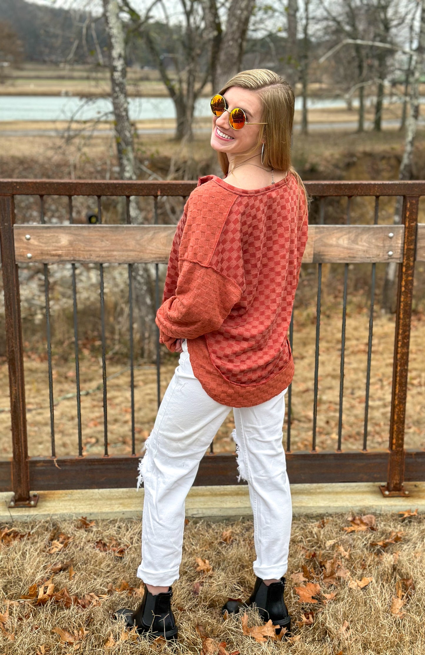 Brushed Checker Stitch Top