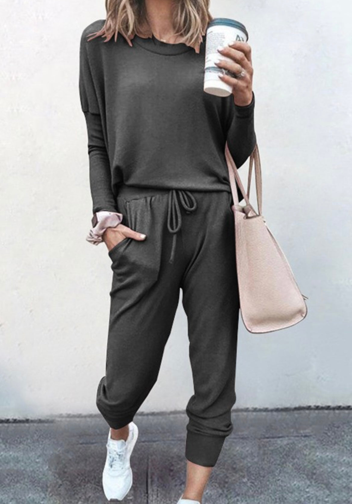 Dark Grey Long Sleeved Jogger Set