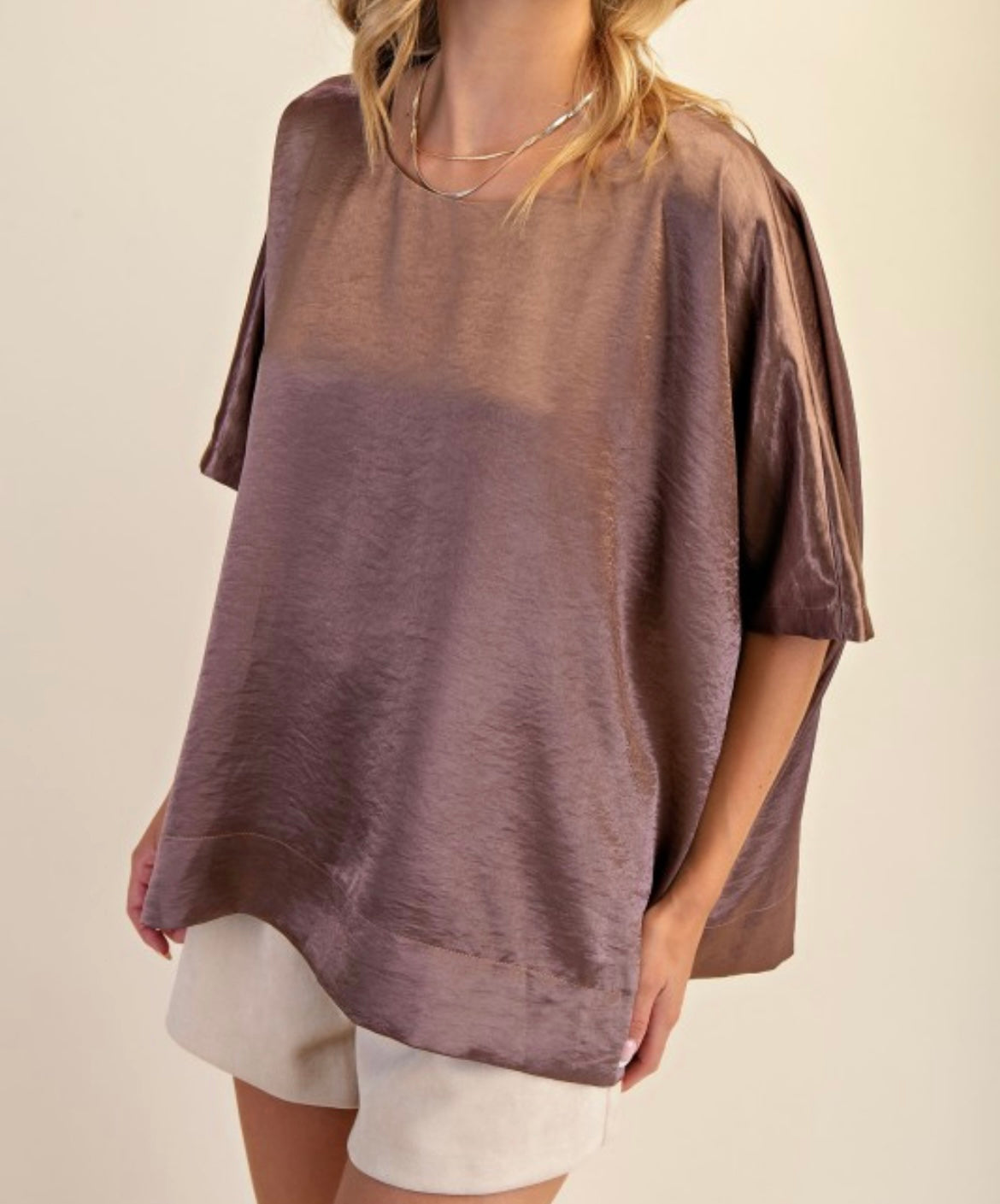 Mocha Round Neck Oversized Top