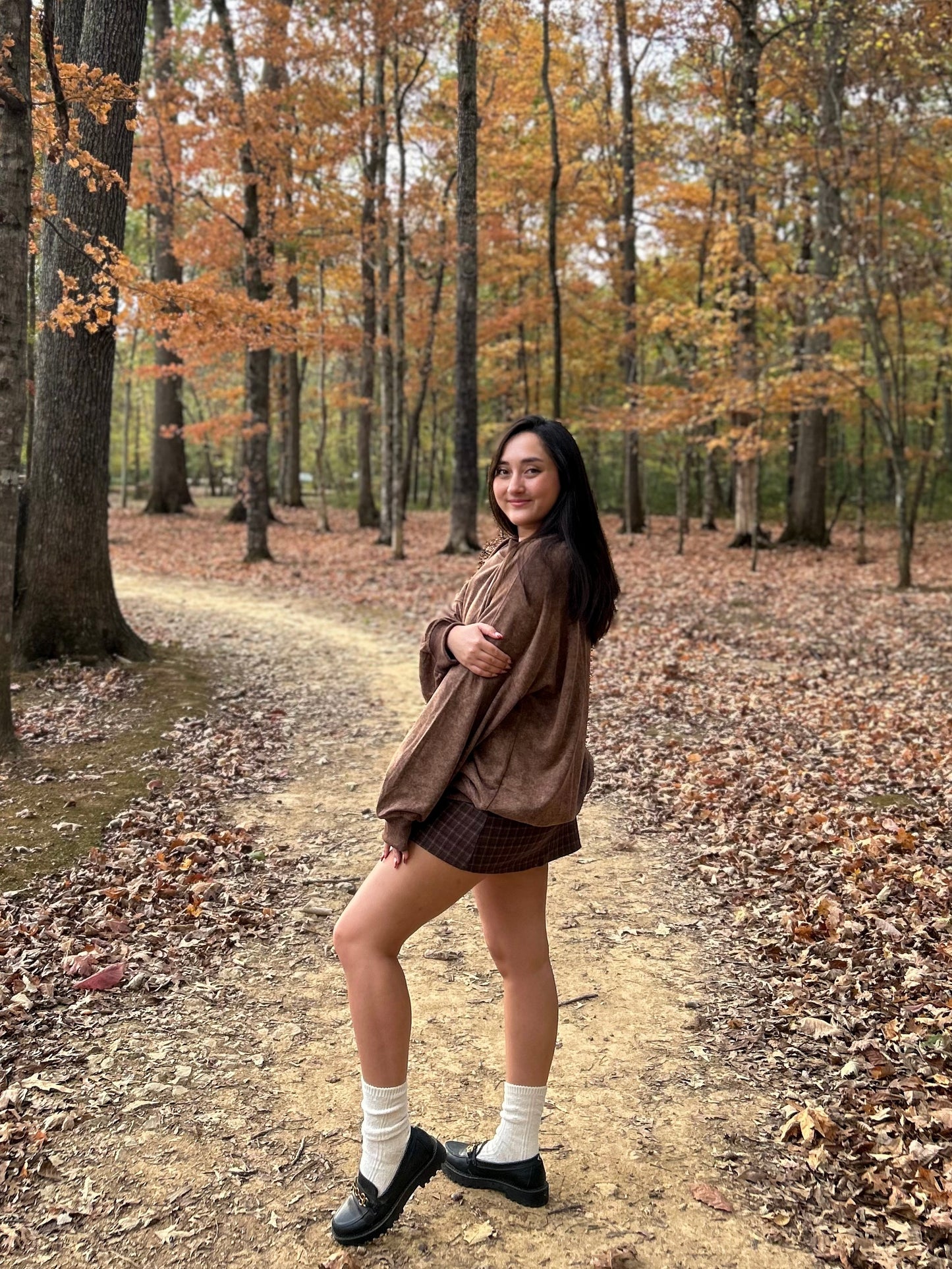 Brown Drop Shoulder Crew Neck Pullover Sweatshirt