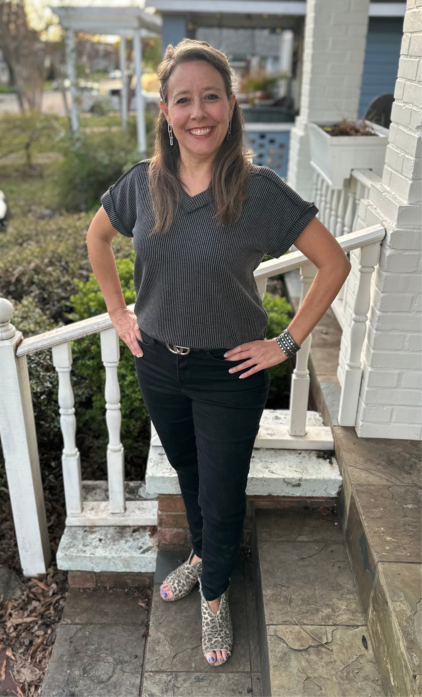 Charcoal Solid Urban Ribbed Top