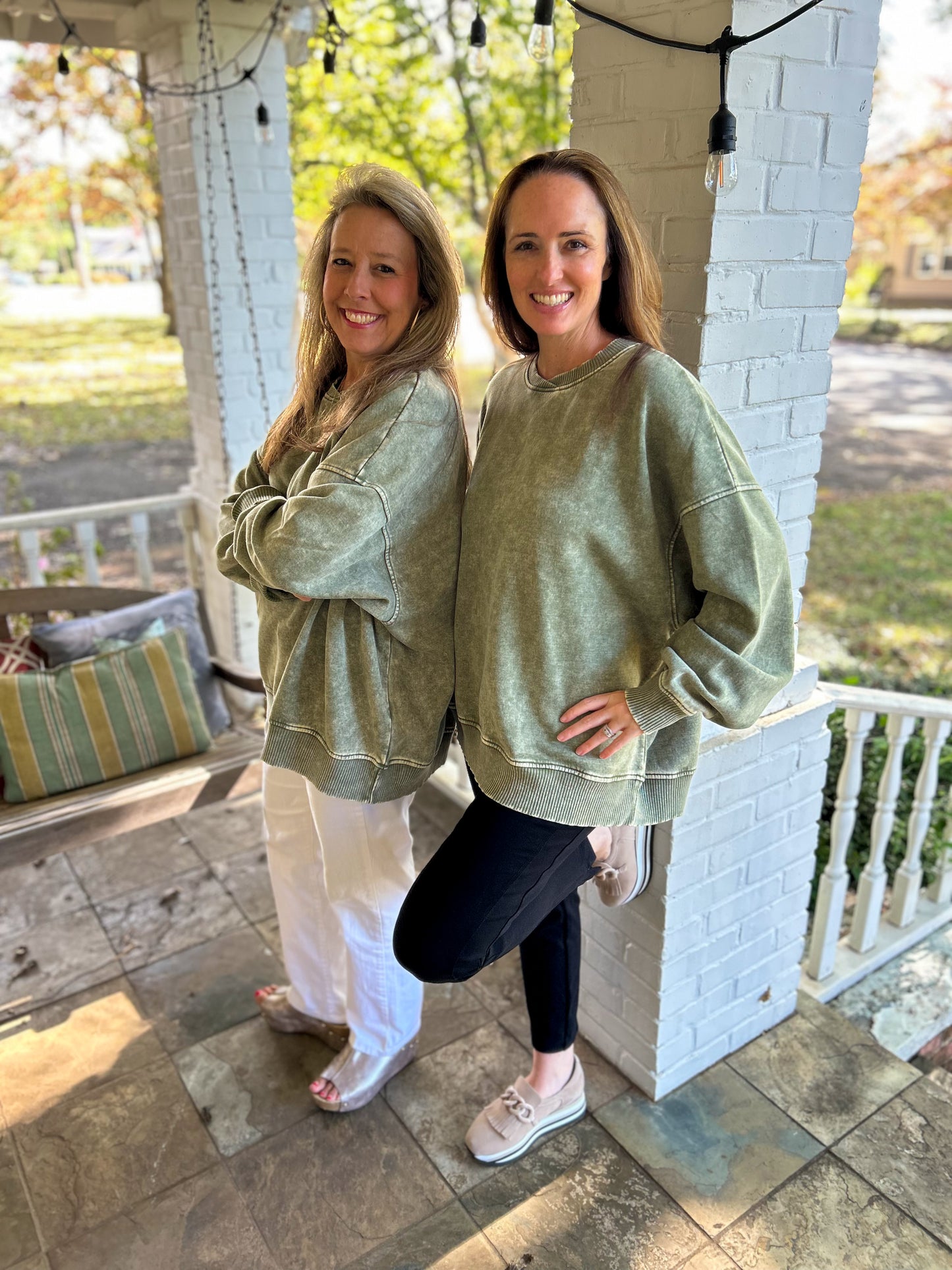Light Olive Plus Acid Wash Fleece Pullover