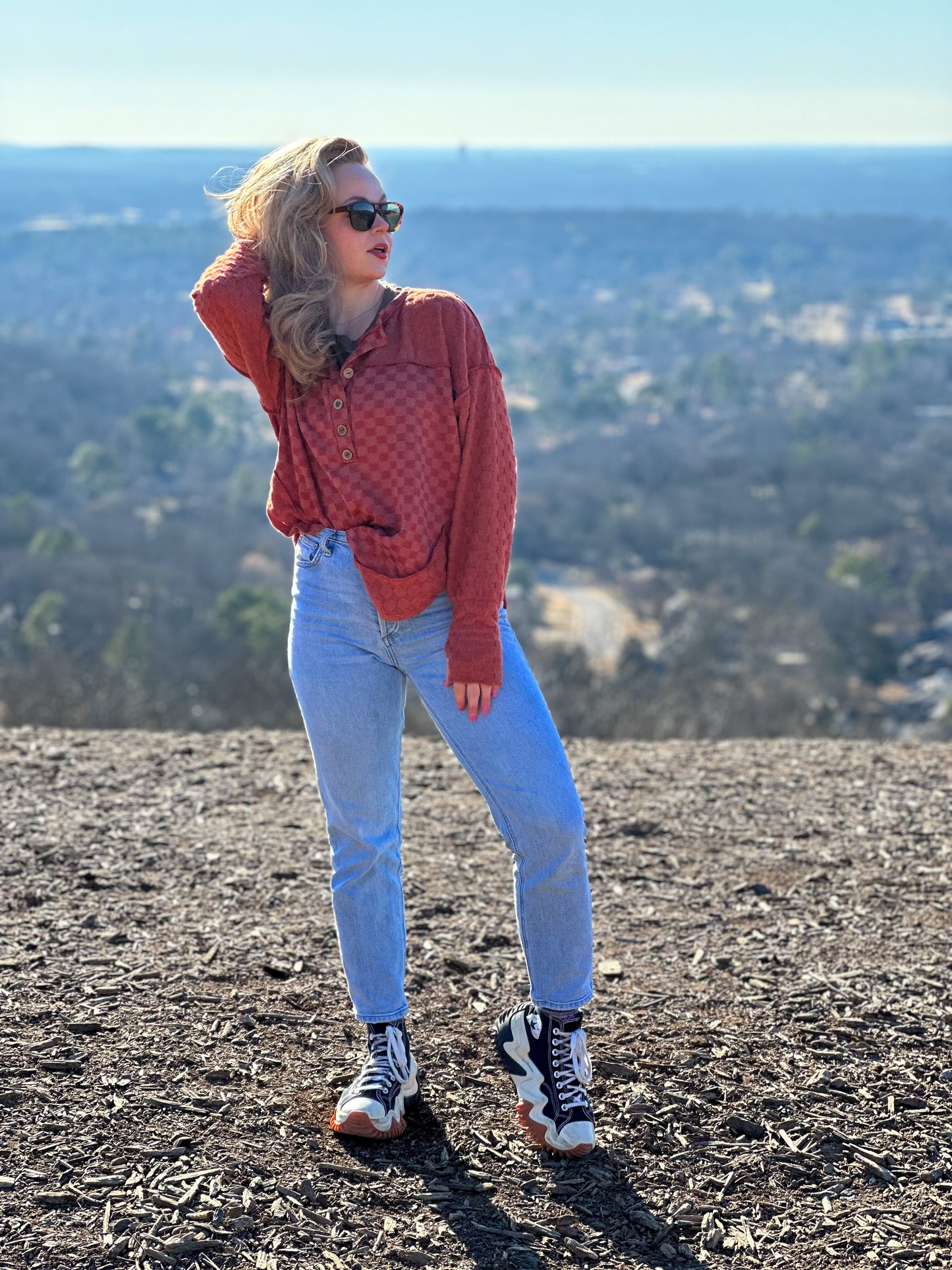 Brushed Checker Stitch Top