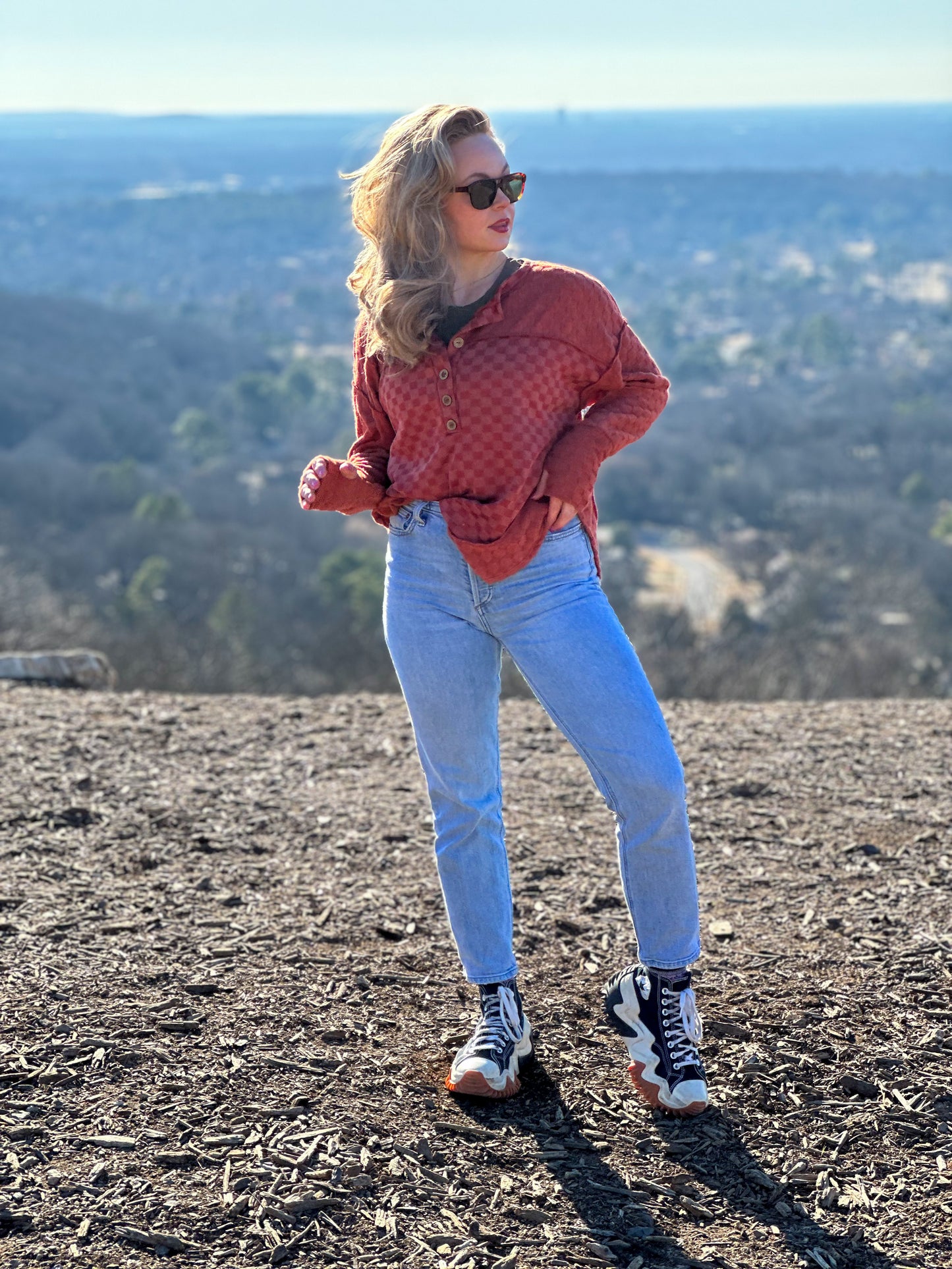 Brushed Checker Stitch Top