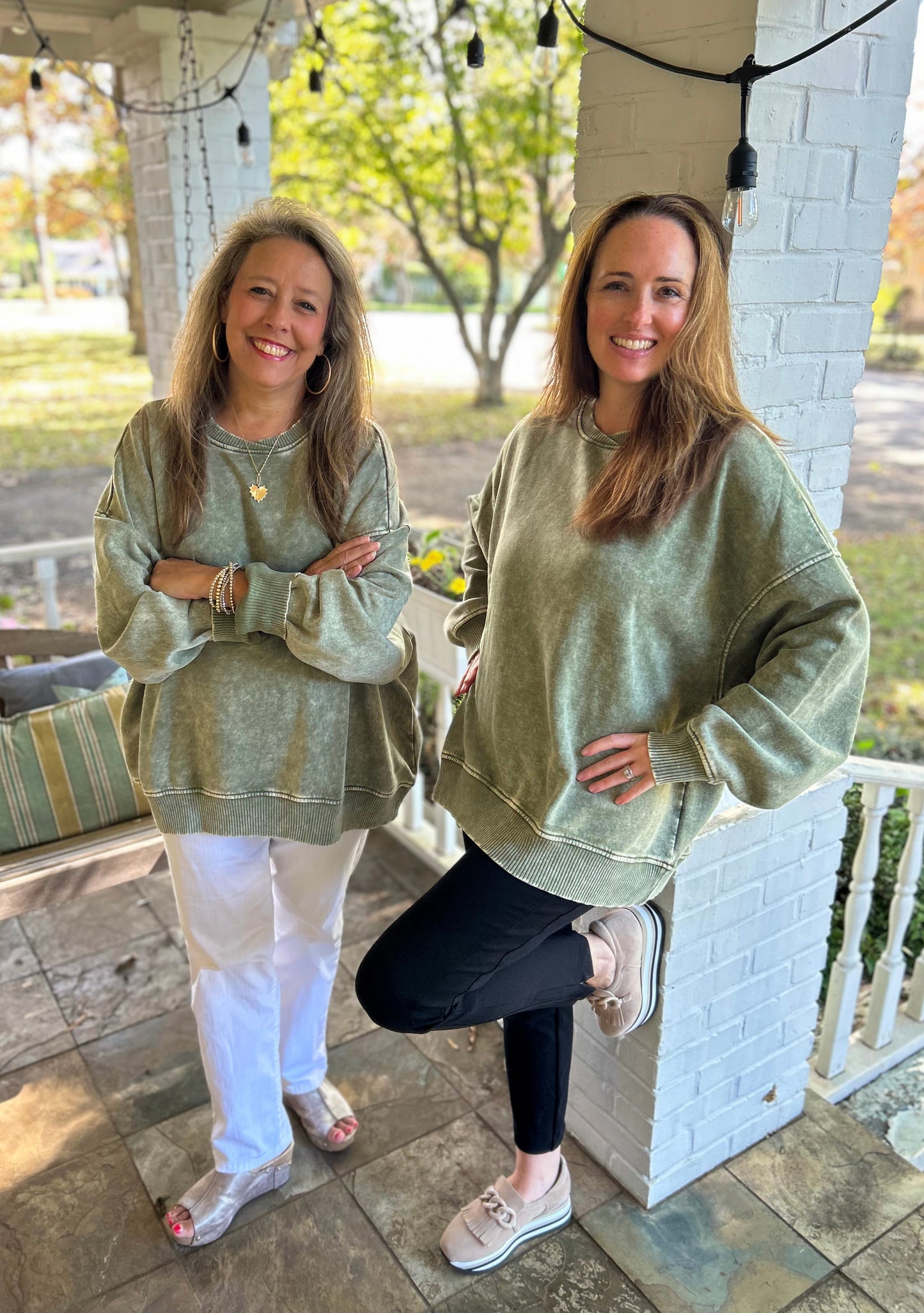 Light Olive Plus Acid Wash Fleece Pullover