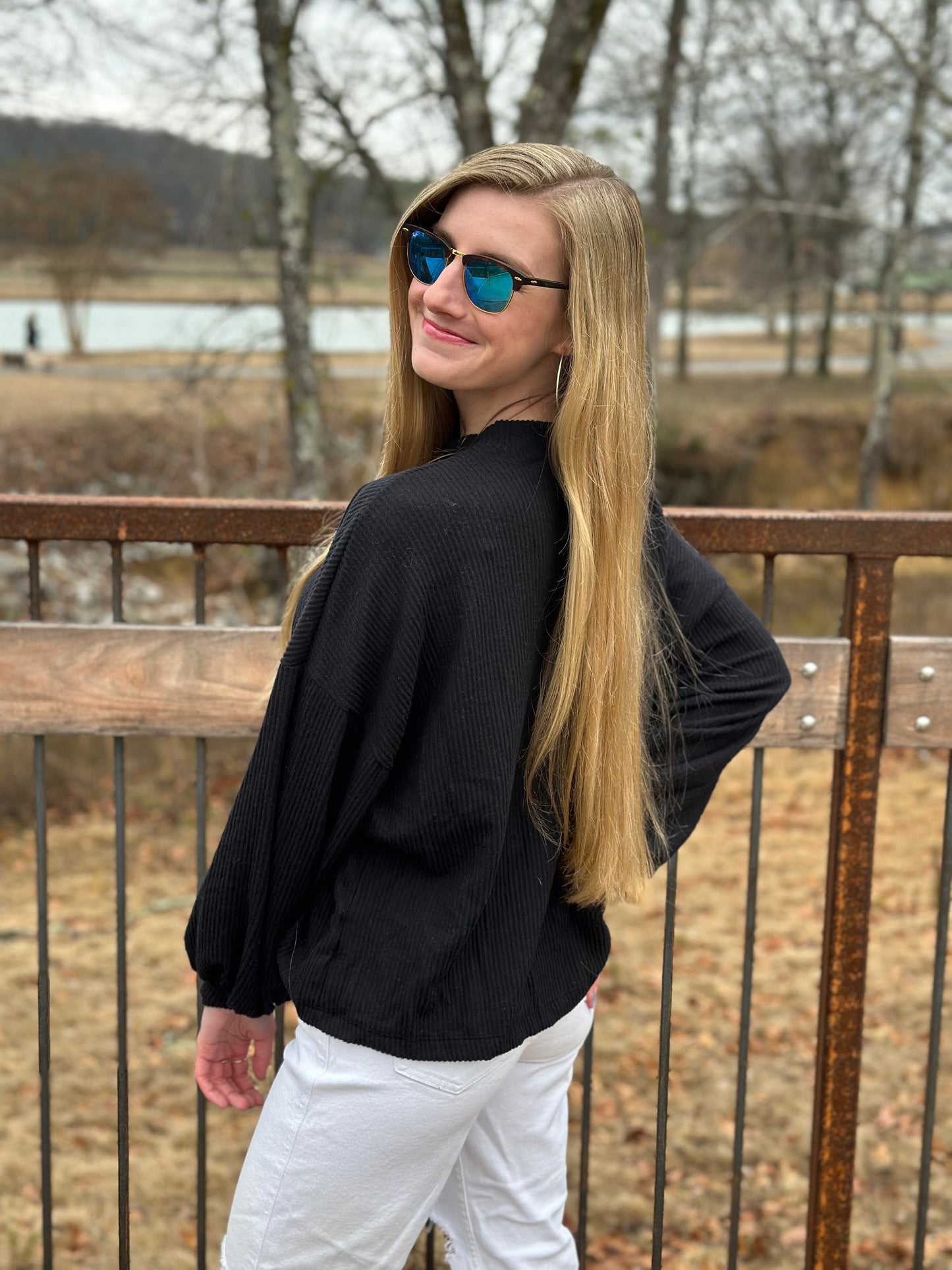 Black Brushed Sweater Top
