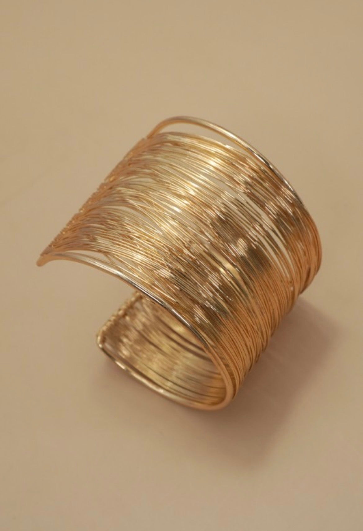 Multi-layer Gold Wire String Cuff Bangle Bracelet