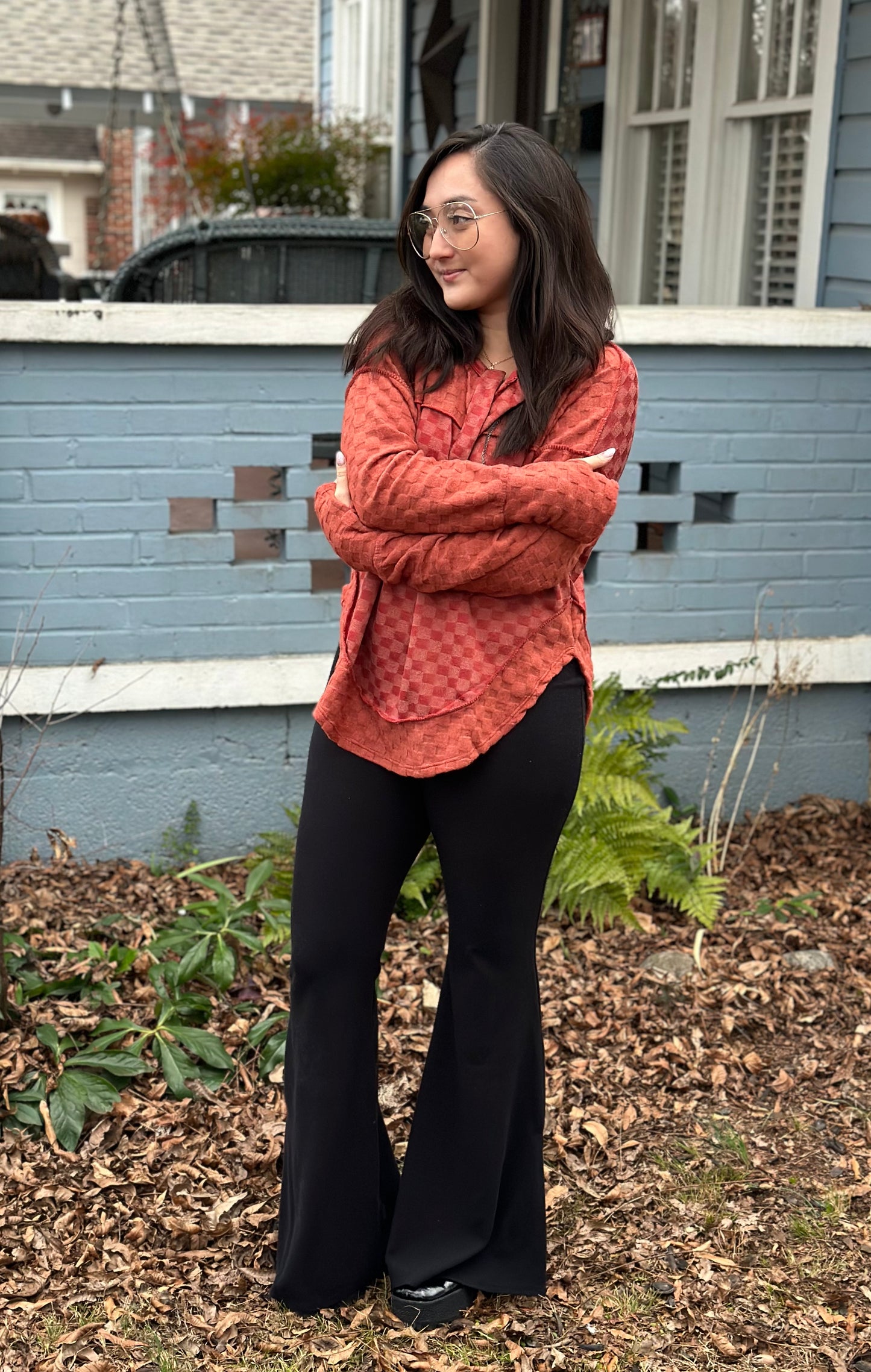 Brushed Checker Stitch Top