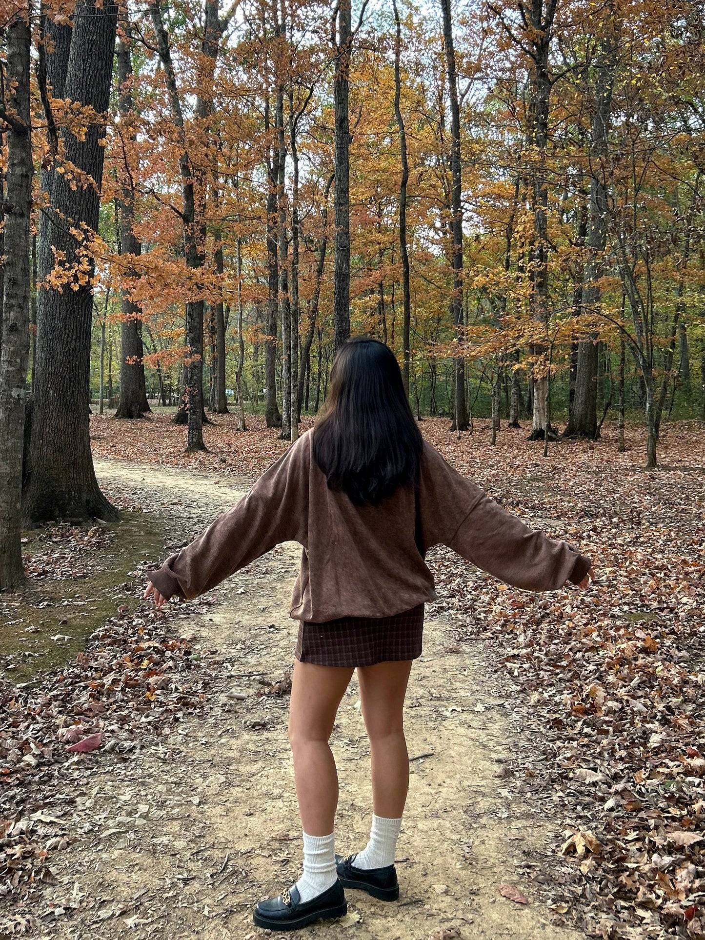 Brown Drop Shoulder Crew Neck Pullover Sweatshirt