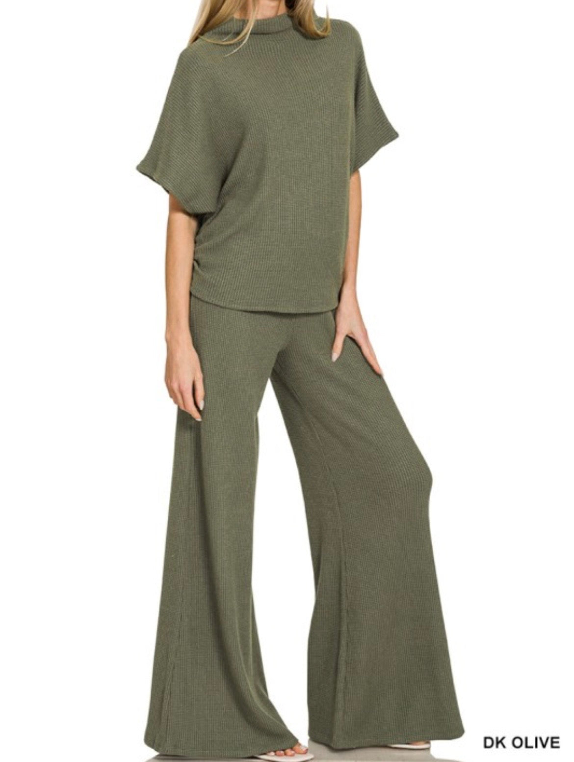 Dark Olive Mock Neck Sweater Set