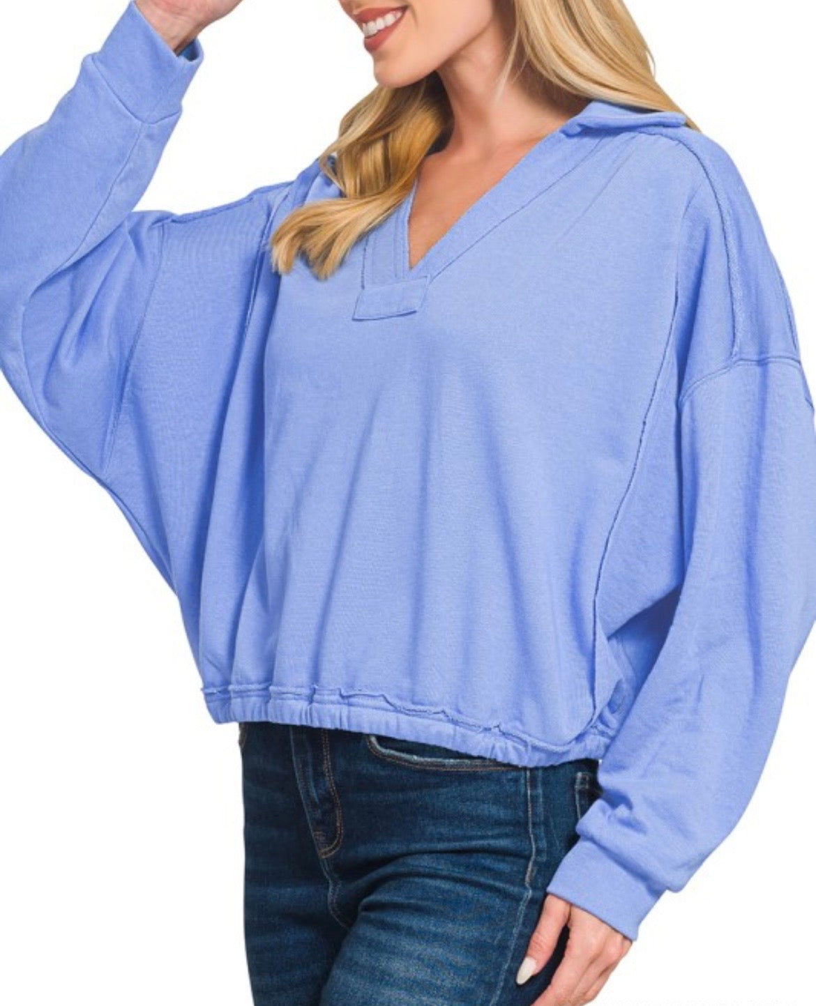 French Terry Collared Pullover