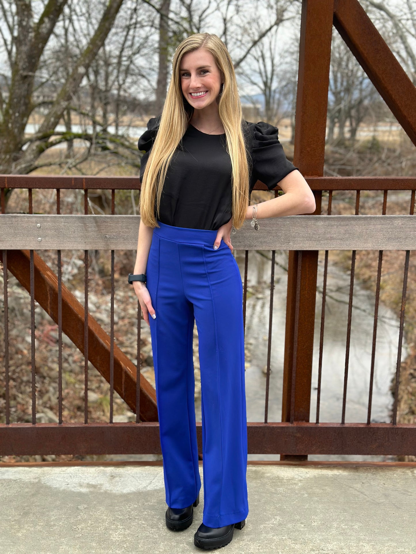 Black Short Sleeve Draped Blouse