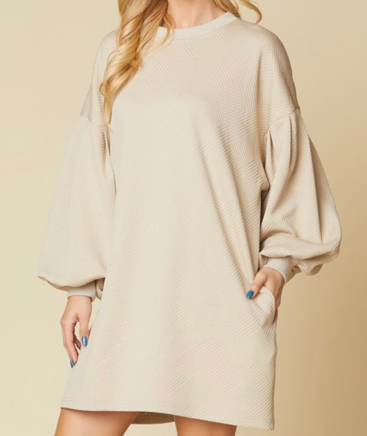 Taupe Solid Textured Dress