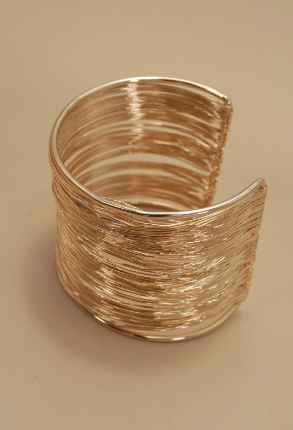 Multi-layer Gold Wire String Cuff Bangle Bracelet