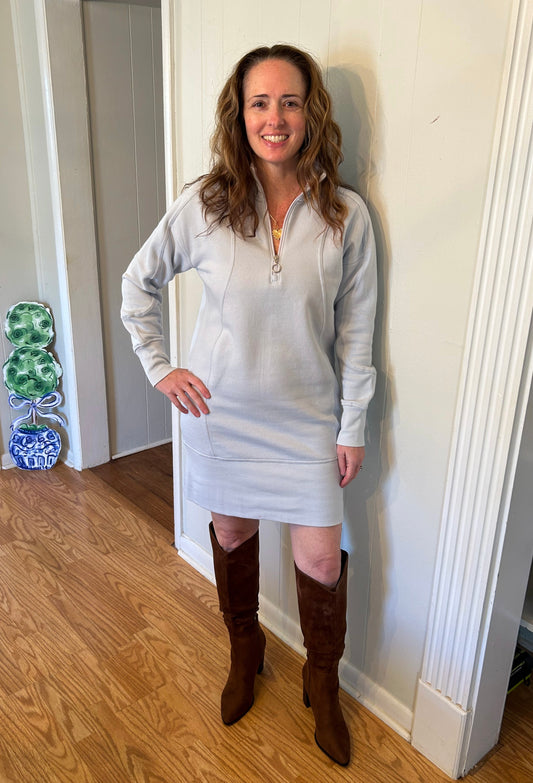 Scuba Ribbed Funnel Neck Dress