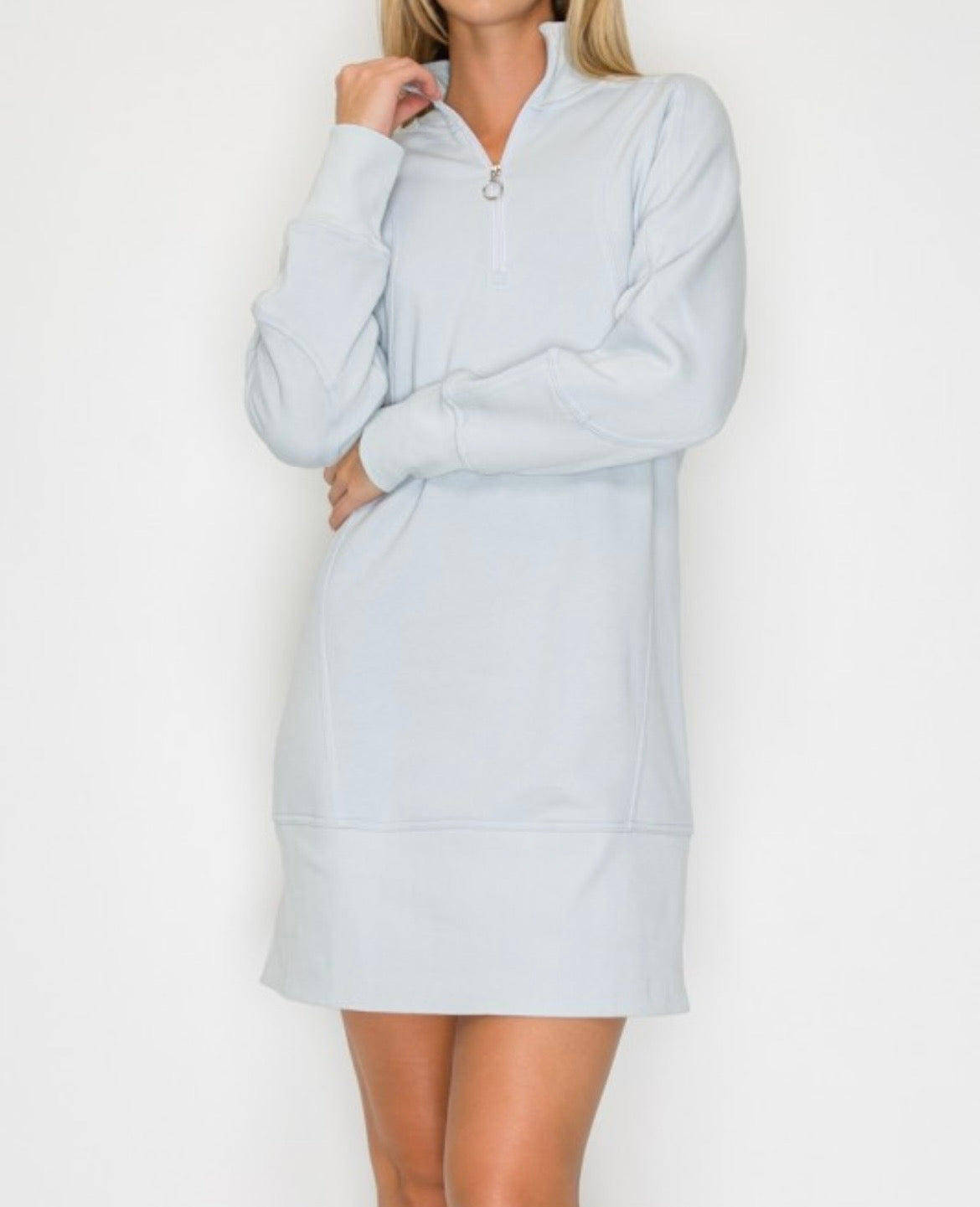 Scuba Ribbed Funnel Neck Dress