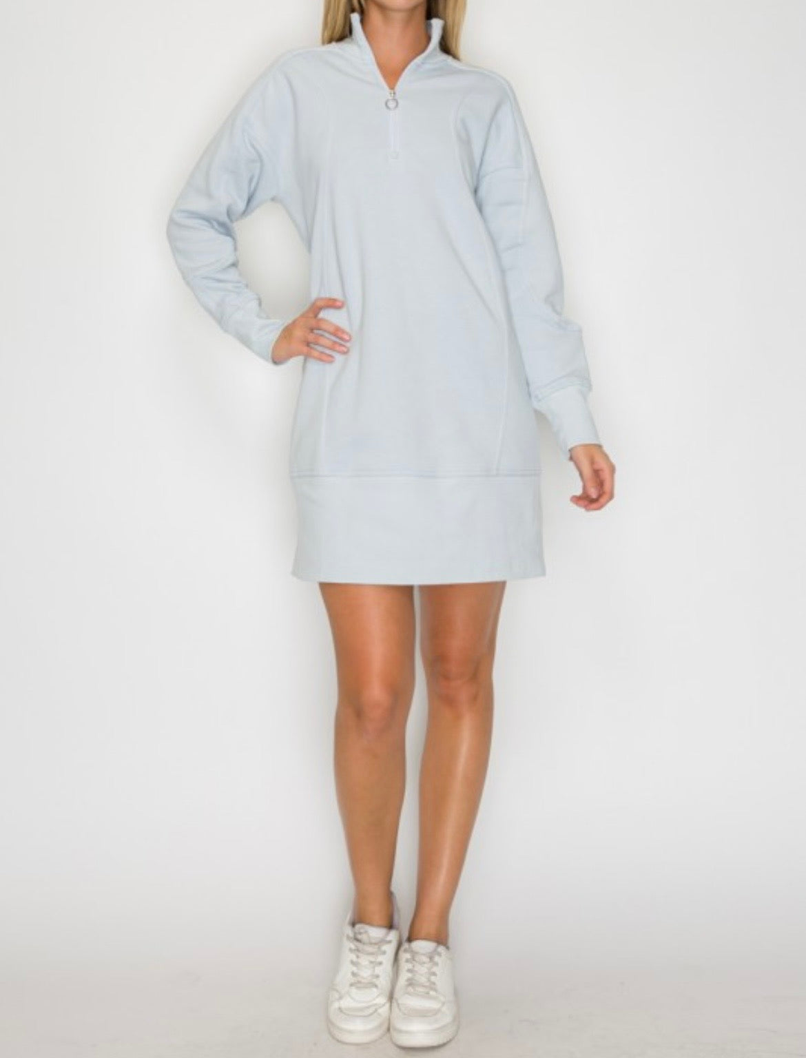 Scuba Ribbed Funnel Neck Dress