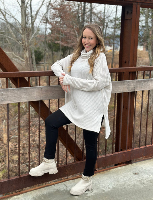 Plus Brushed Thermal Waffle Cowl Neck Sweater
