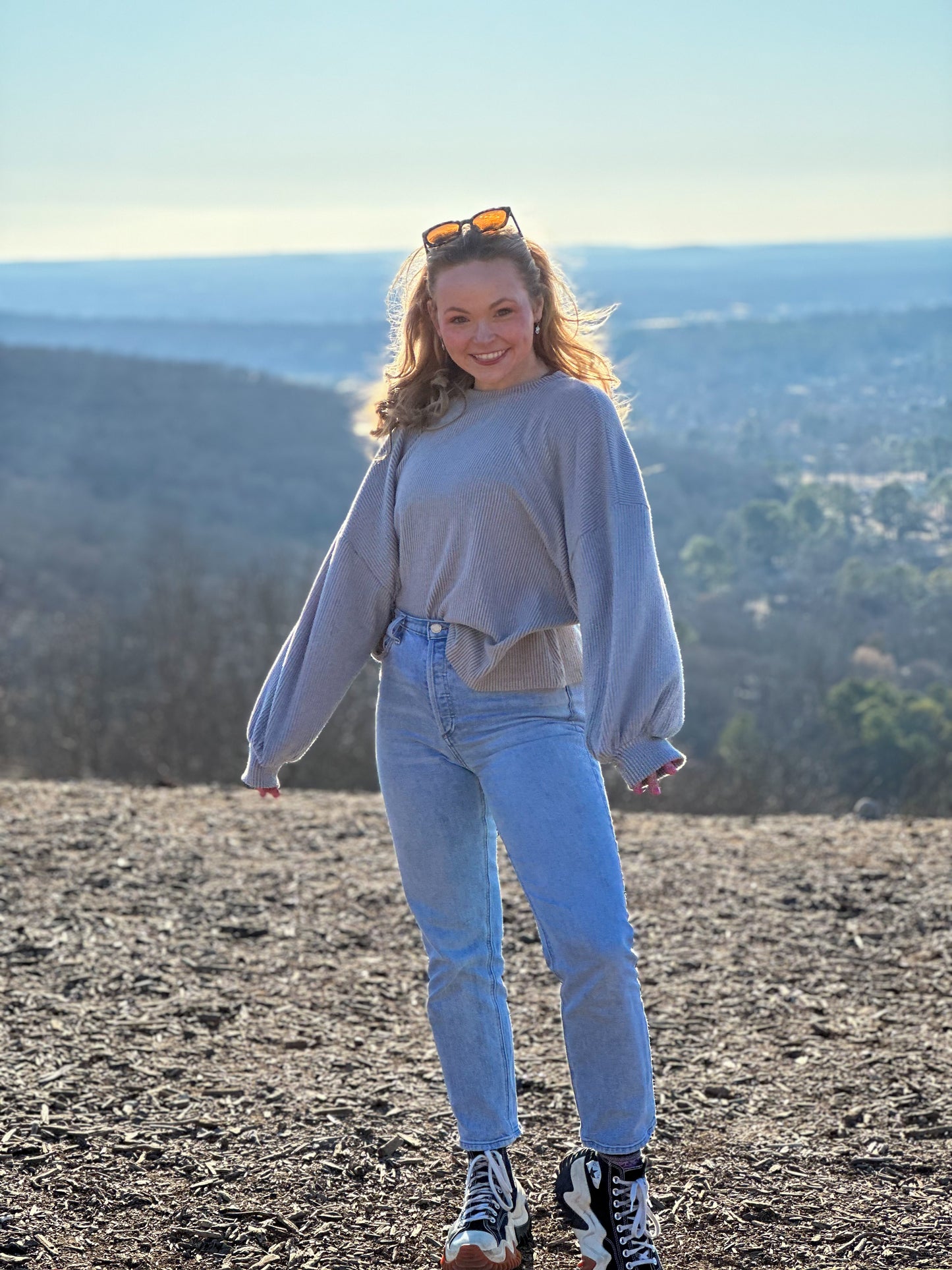 Grey Brushed Sweater Top
