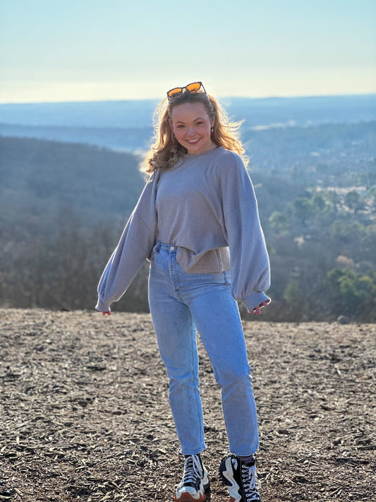 Grey Brushed Sweater Top