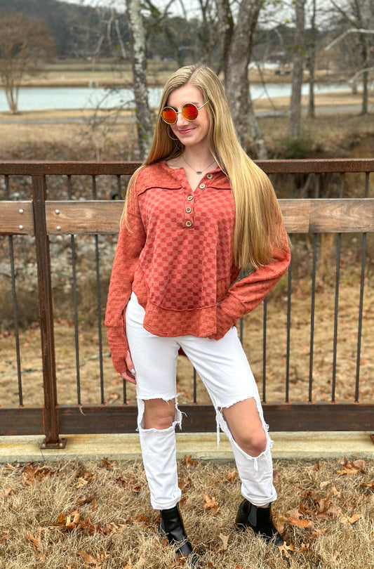 Brushed Checker Stitch Top