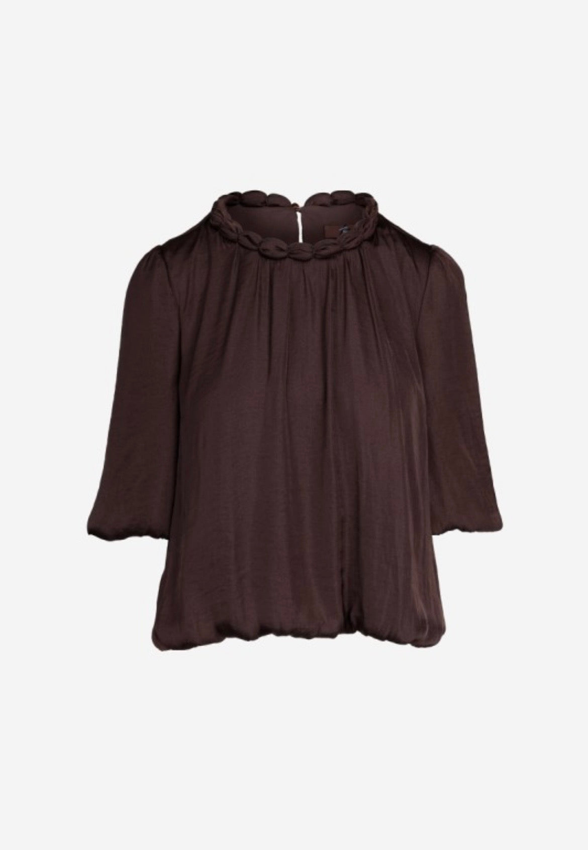 Round Neckline Accent Billowy Blouse