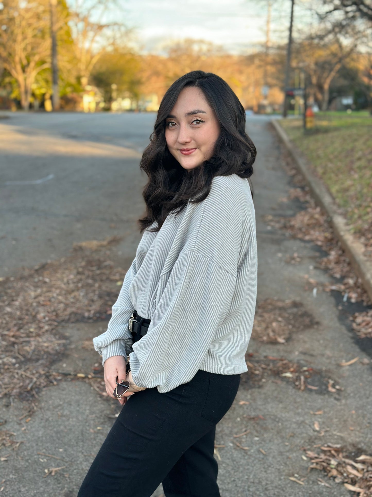 Grey Brushed Sweater Top
